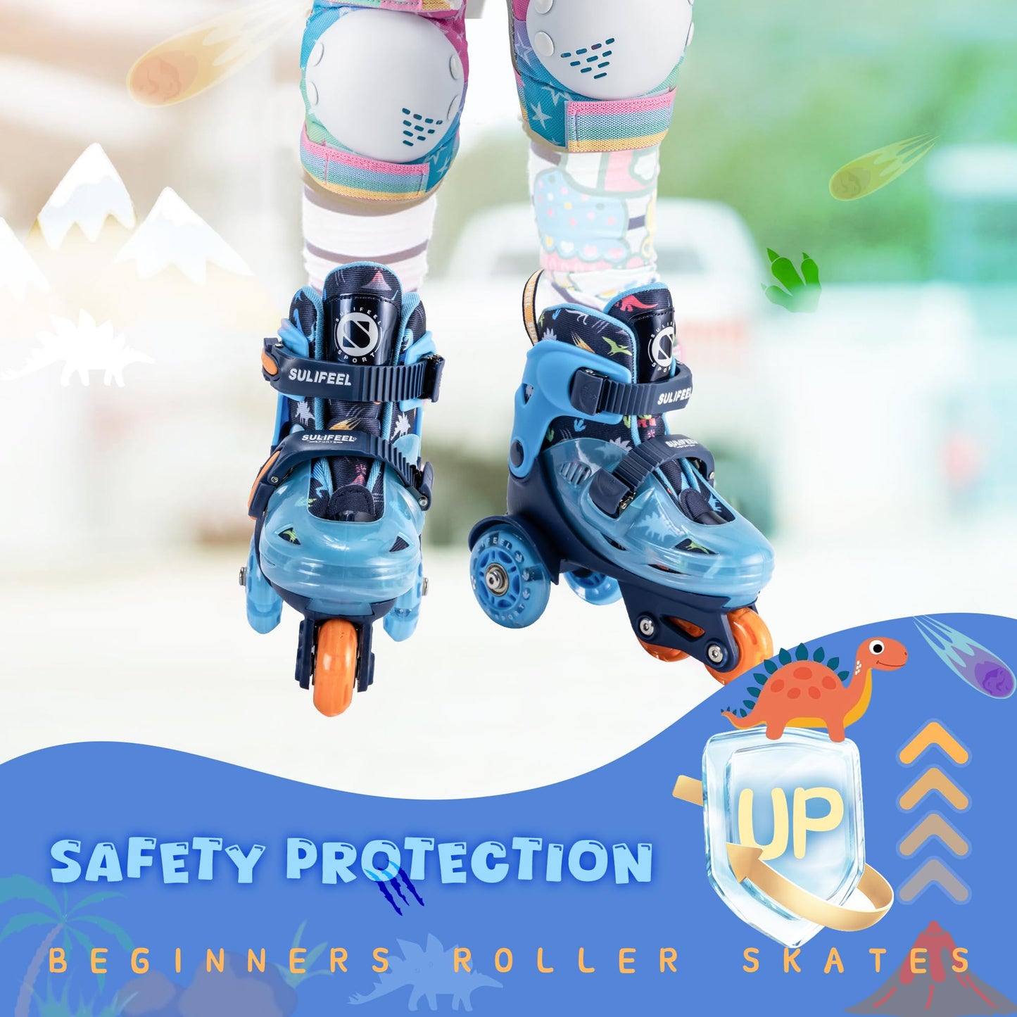SULIFEEL Adjustable Toddler Roller Skates for Girls Boys Kids,Fun Illuminating Light Up Flash Wheels Three-Point Type Balance Suitable for Beginners Indoor and Outdoor Roller Skating
