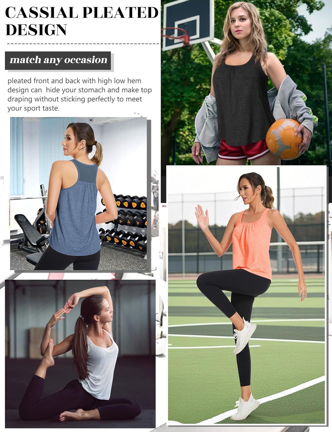 SLIMBELLE Women's Mesh Racerback Tank Top - Sleeveless Athletic Cami with Built-In Bra | Perfect for Gym & Yoga