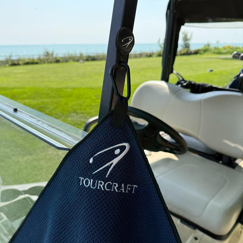 TourCraft Magnetic Golf Towel for Cart or Clubs – Super-Absorbent Waffle Microfiber, Quick-Dry Design with Strong Magnet & Clip, 18x18 (Black)