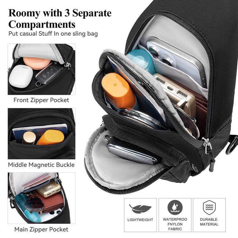 Peacocktion Small Sling Bag for Women Nylon Lightweight Crossbody Sling for Travel Casual Daily