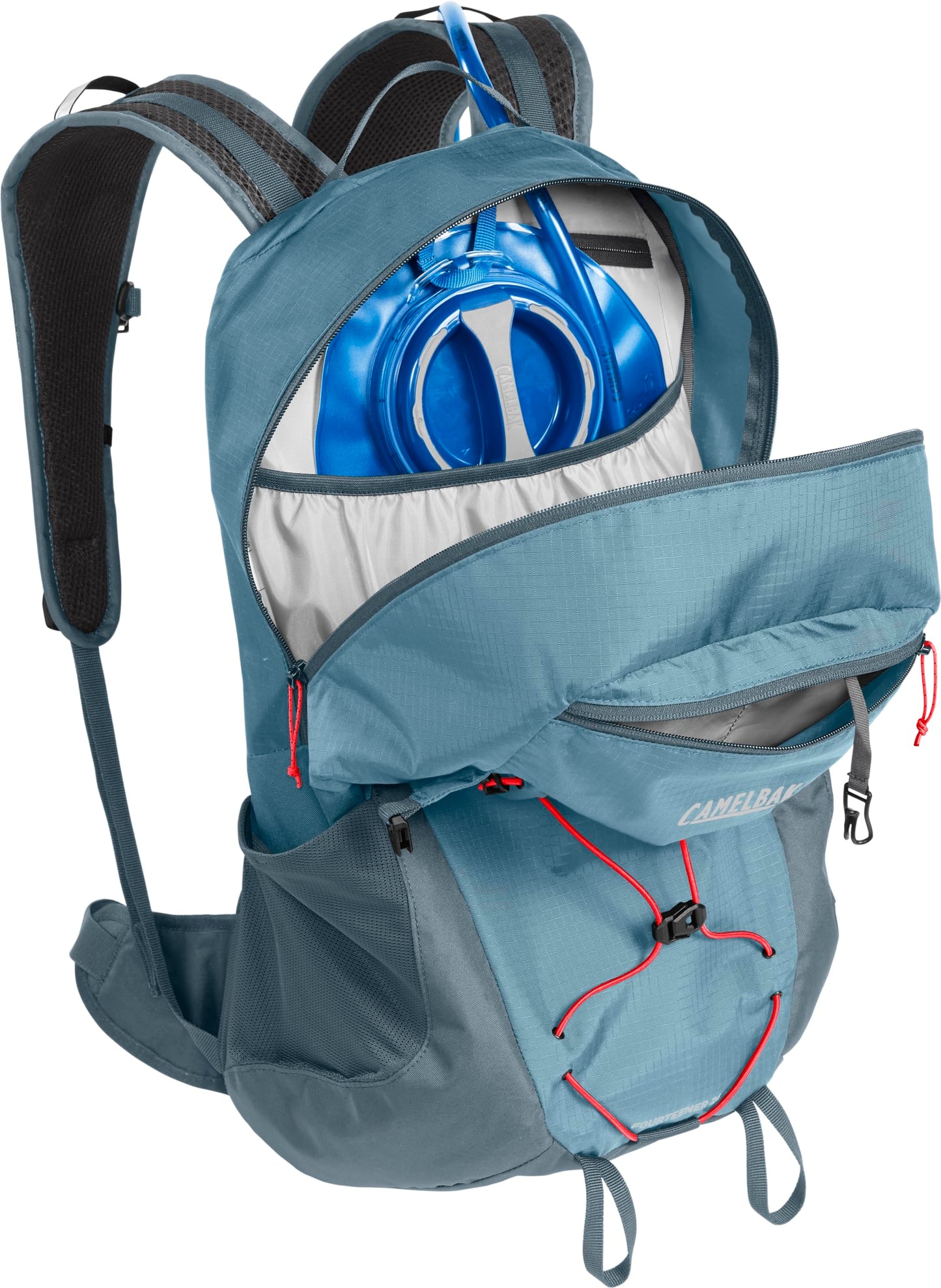 CamelBak Womenâ€™s Fourteener 24 Hiking Hydration Backpack with 100oz Reservoir, Women Specific Fit and Ventilated Support for Long Trail Days, Smoke Blue/Fiery Coral 2.0