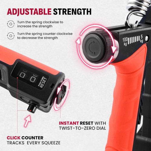 Grip Strength Trainer Kit - 4 Pack Hand Grippers with Adjustable Resistance for Muscle Building & Recovery