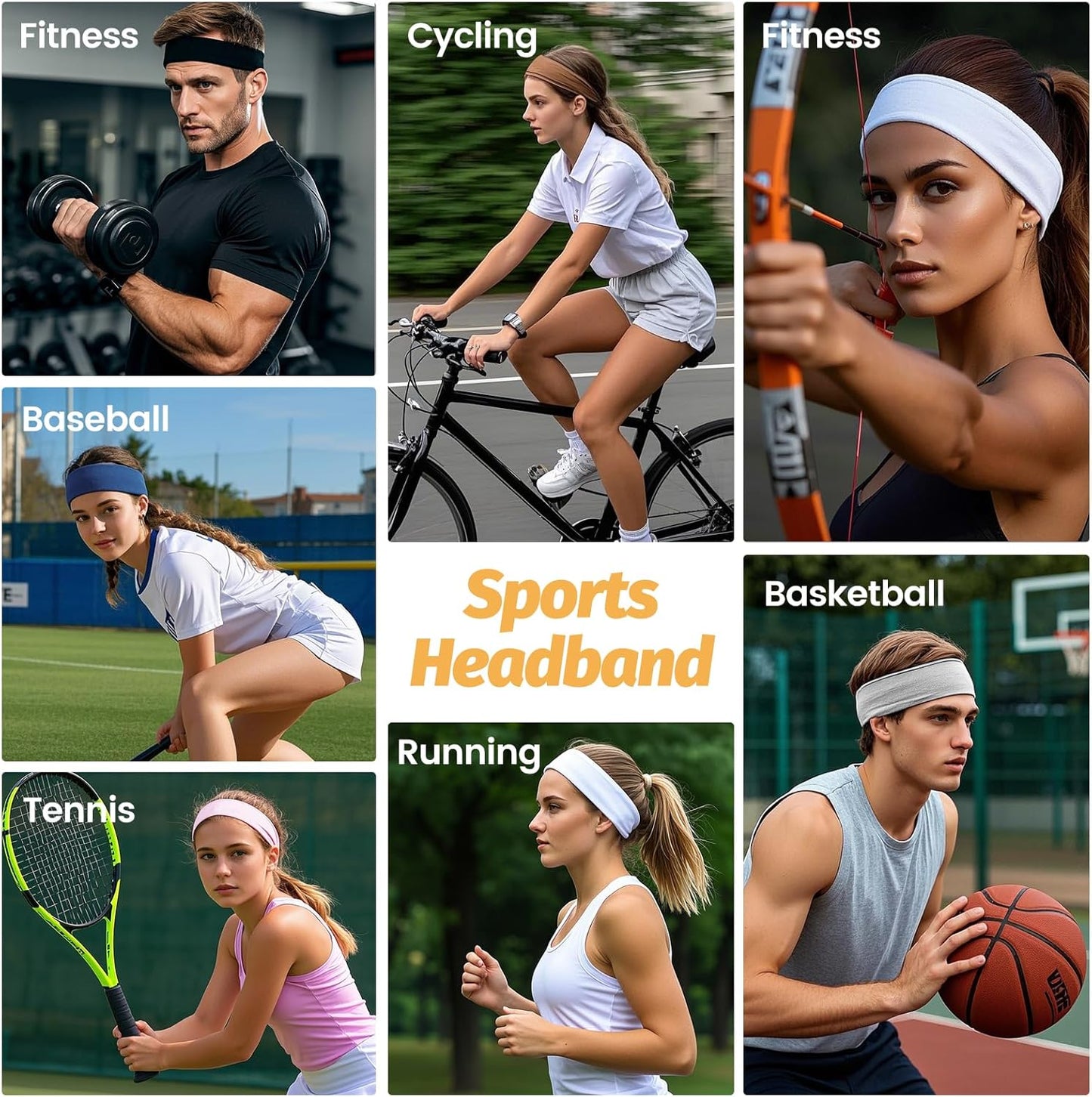 Skiennix Headbands for Women - 6 Pack Wide Elastic Hair Bands | Soft Non-Slip Sweatbands for Workouts & Daily Use