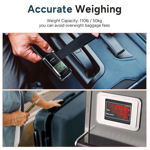 Battery-Free Luggage Scale - Portable Handheld Suitcase Weight Scale | 110 lbs/50 kg Capacity