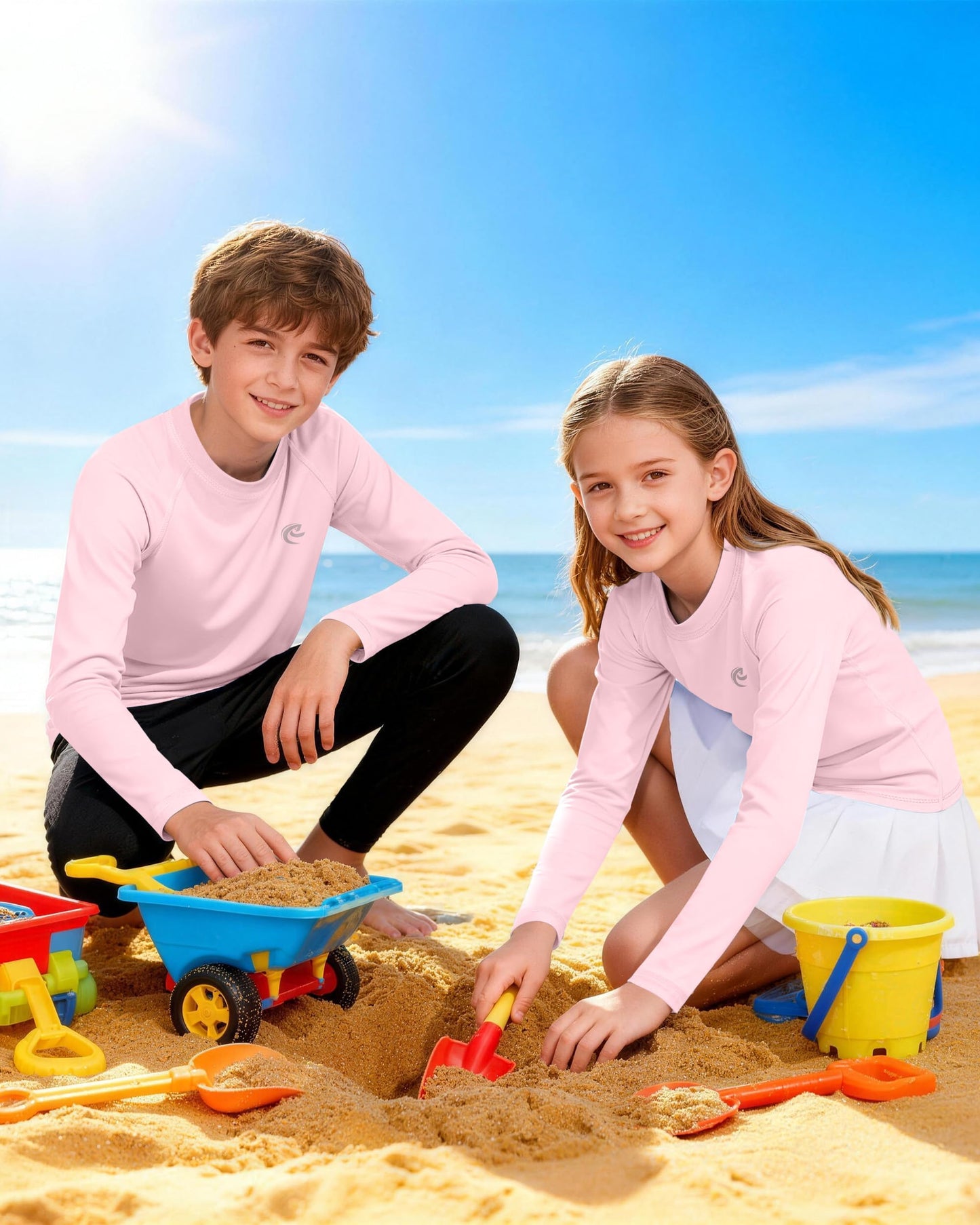 Boys UPF 50+ Swim Shirt Long Sleeve, 1 or 2 Pack UV Sun Protection Rash Guard, Youth Kids SPF Water Shirts for Beach Surf