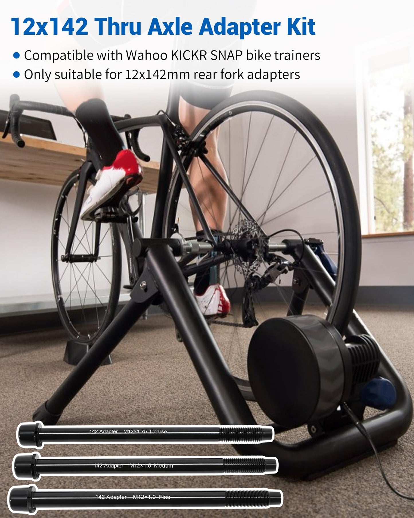 Seekdesi 12x142 Thru Axle Adapter Kit Compatible with Wahoo KICKR SNAP Bike Trainer,Thru-Axle Rear Fork Adapter Made of High-Hardness Aluminum Alloy, Perfectly Matching 12x142mm Bicycle Trainers