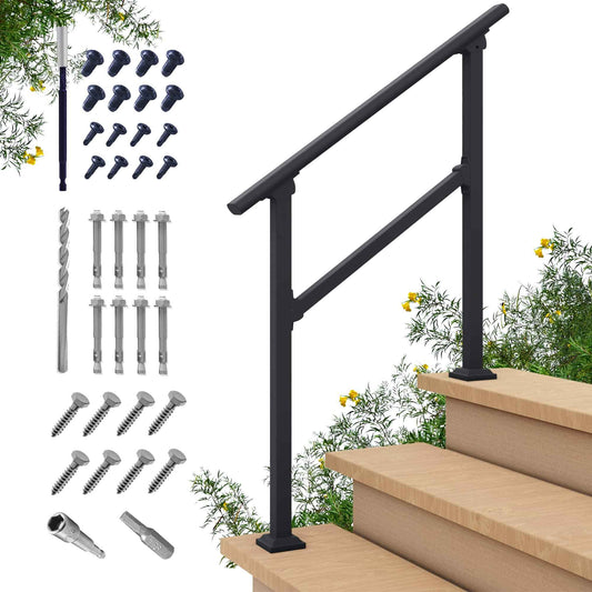 CR Fence & Rail 2-3 Step Stair Handrail, for Indoor & Outdoor Installation, with 40" Top Rail, Perfect for Porch, Deck, and Balcony