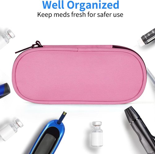 Insulin Pen Cooler Case by [Brand Name] - Travel-Friendly with 2 Reusable Ice Packs | Pink Insulated Bag for Diabetic Supplies