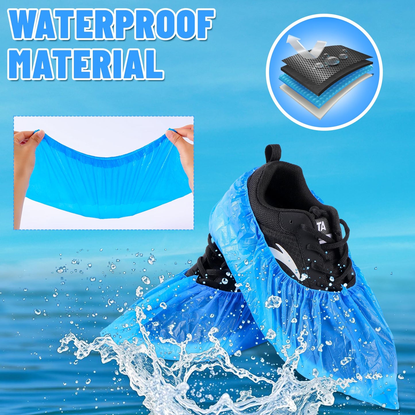 UML Brand Shoe Covers Disposable - 100 Pack - Booties for Shoes Covers - Indoor Waterproof Shoe Booties Disposable Non Slip - Fits Up To Size 11 US Men and 13 US Women