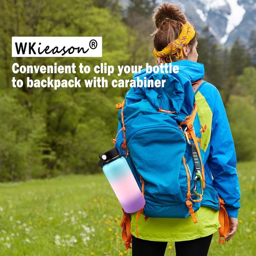2 in 1 New Water Bottle Handle Shoulder Strap For Wide Mouth Hydro Bottle 12oz to 64oz, Woven Fabric Paracord Handle Strap Carrier Sling Shoulder Strap with Safety Ring and Carabiner (Art Print Blue)