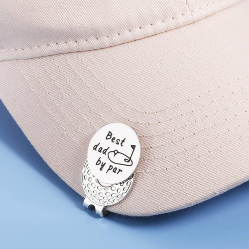 GGOJAGST Best Dad by Par Gifts from Daughter Fathers Day Giift Golf Ball Markers with Hat Clips Value Sets for Men Women Golfer Removable Attaches Easily to Golf Cap Premium Gifts for Dad from Kids