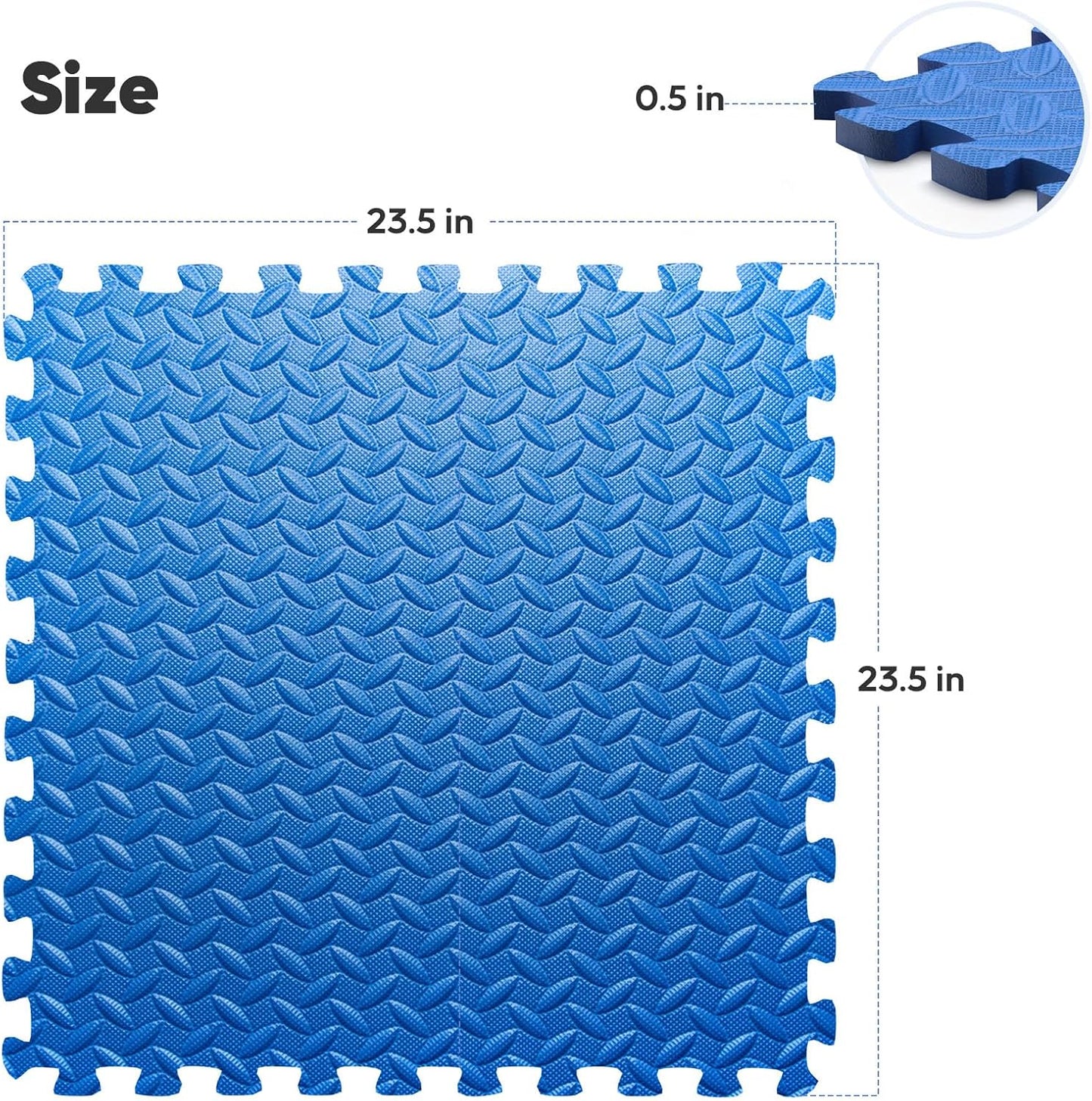Puzzle Exercise Mat by Home Gym - EVA Interlocking Foam Tiles for Workouts & Play - Blue, 24x24 in, 16 Pack