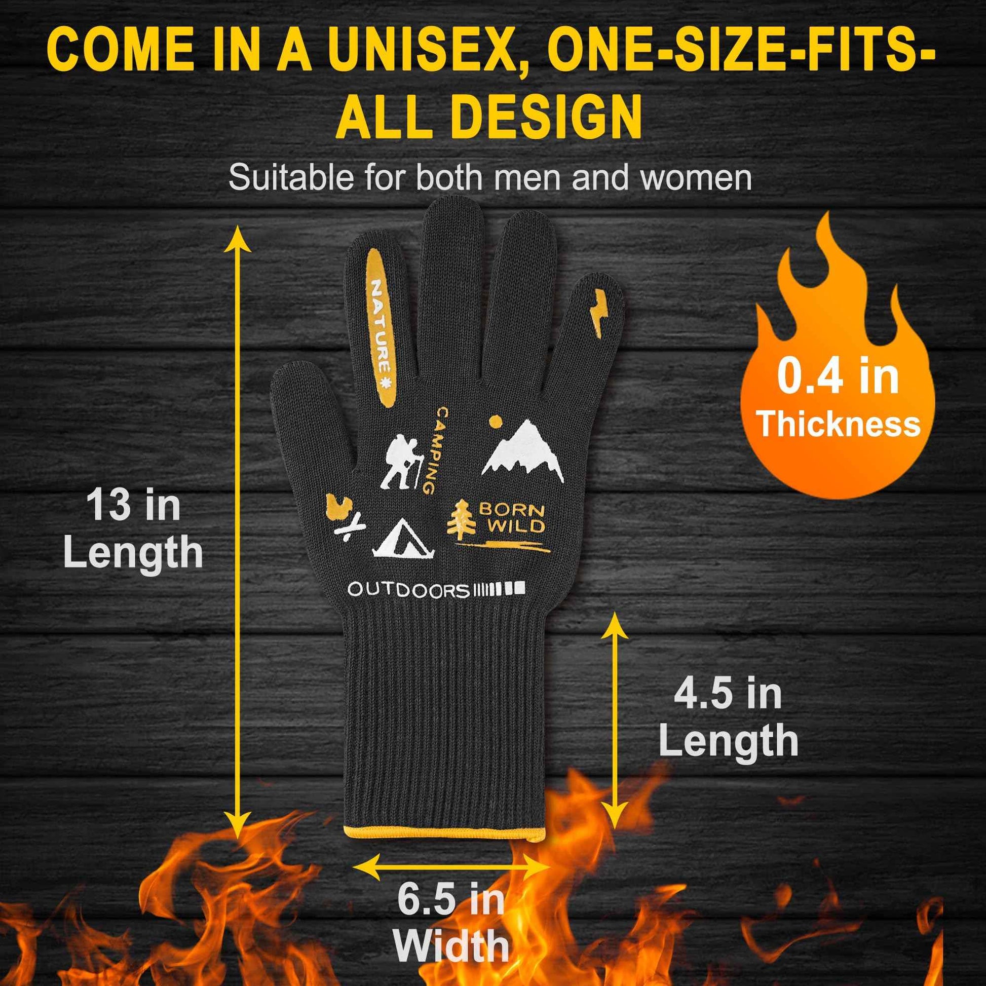 AOBAILI BBQ Gloves, Grilling Gloves Heat Resistant Oven Gloves, Kitchen Silicone Oven Mitts, Long Waterproof Non-Slip Pot Holder for Barbecue, Cooking, Baking, Black (Black)