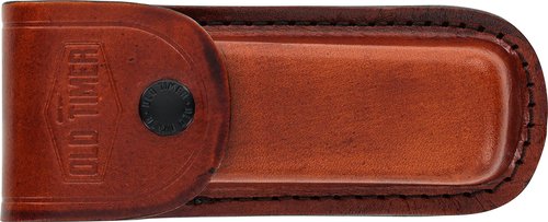 Old Timer 125OT Mustang 9.3in Traditional Folding Pocket Knife with 1 High Carbon Stainless Steel Blade, Ergonomic Sawcut Handle, and Leather Sheath for EDC, Hunting, Camping, Whittling, and Outdoors