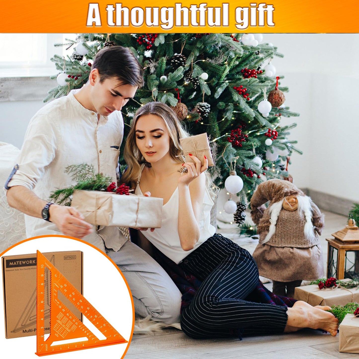 Carpenter Square 12 Inch, Matework Rafter Square for Angle Drawing Measuring Ruler, Framing Square Tool Aluminum for Woodworking, Carpentry