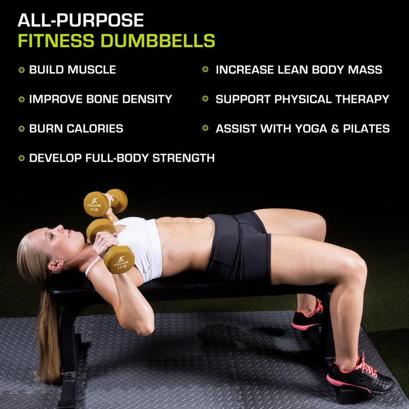 ProsourceFit Neoprene Dumbbell Coated for Non-Slip Grip, 11 lb