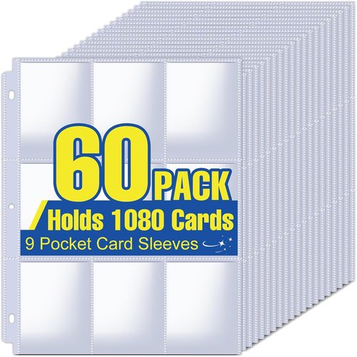 1080 Pockets Card Sleeves by [Brand Name] - Durable 9 Pocket Sheets for Trading Cards | Fits Baseball, Football, Business Cards