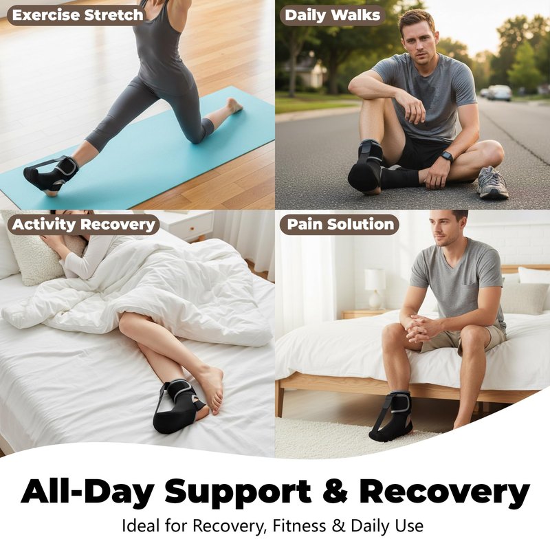 CHJOD Plantar Fasciitis Night Splint Sock - Adjustable Planter Facetious Relief Brace for Women Men,Soft Plantar Fascia Boot for Sleeping,Support Relief Foot Drop Achilles Tendonitis Relief Day Night