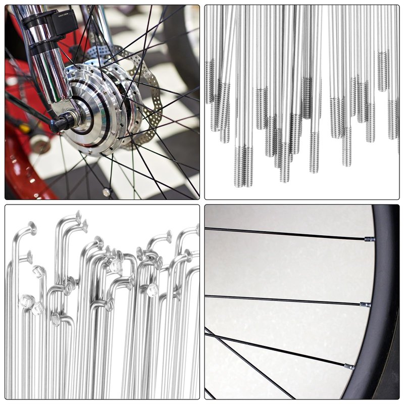 PATIKIL 14G Bicycle Spokes 257 Mm/10.12 Inch, 36 Pcs Stainless Steel J Bend 2mm Mountain Bike Spokes with Brass Nipples for City Road Bike Electric Bike MTB Wheel Spokes, Silver