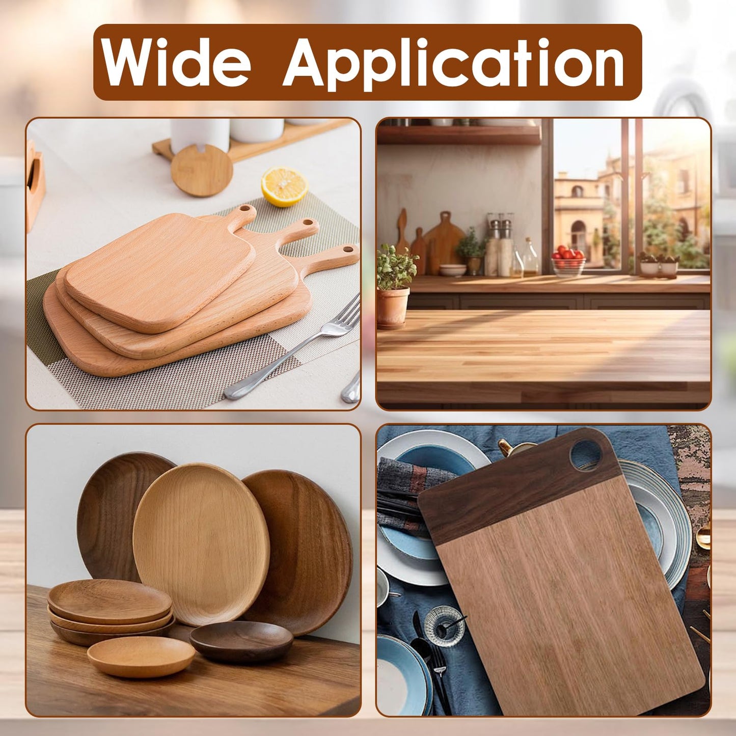 LEONTOOL 3 Pcs Cutting Board Oil Wax Applicator and Scrub Brush Set Natural Bamboo Wood Applicator for Mineral Oil Boards, Wooden Butcher Blocks, Spatulas, Spoons, Wooden Worktops, Utensil Care