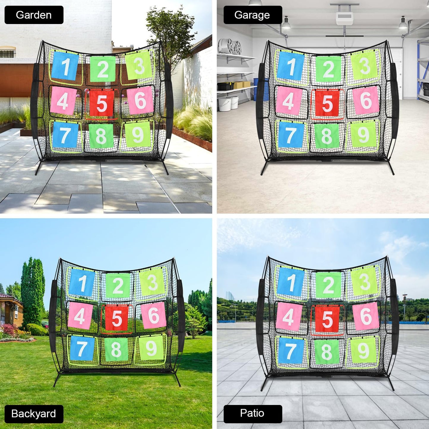 Disc Golf Net Portable Disc Training Net with 9 Target Multifunctional Practice Net Disc Golf Target Net for Backyard Indoor Outdoor Game,7ft x 7ft