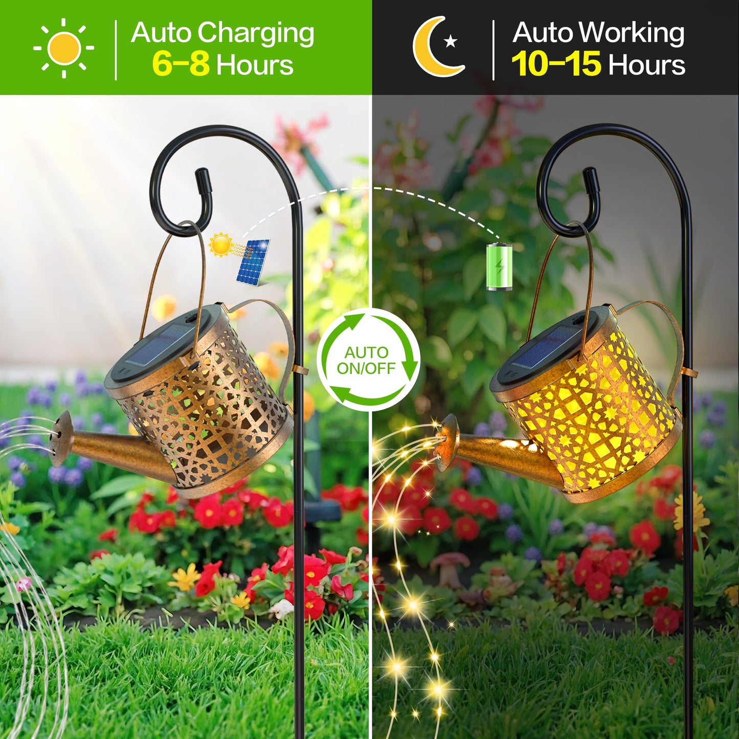 Solar Watering Can Lights Waterproof, Solar Lights Outdoor Decorative Garden Decor Metal Hanging Lights for Outside Patio Pathway Yard, Christmas Birthday Gardening Gifts