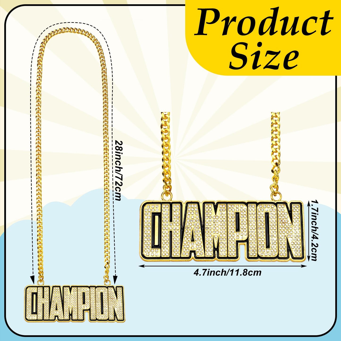 Cunno Champion Chains Medal Necklace MVP Chain Award Winner Prize Trophy Award Pendant for Team Fantasy Football Soccer Baseball Basketball Softball