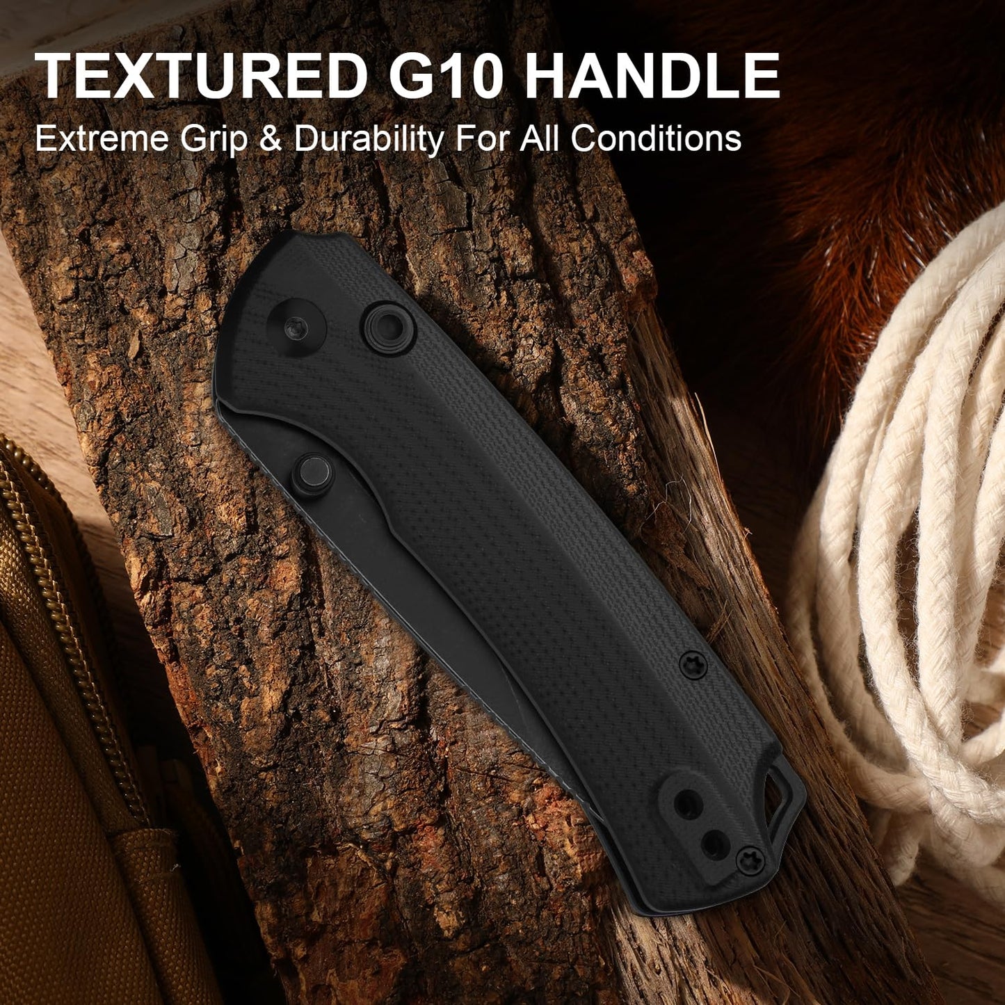 Kizer T1 BD EDC Pocket Knife, 3.2" D2 Steel Drop Point Folding Knives with Black G10 Handle, Thumb Stud Opener Button Liner Lock, for Camping Hiking Fishing V3490.2BM1