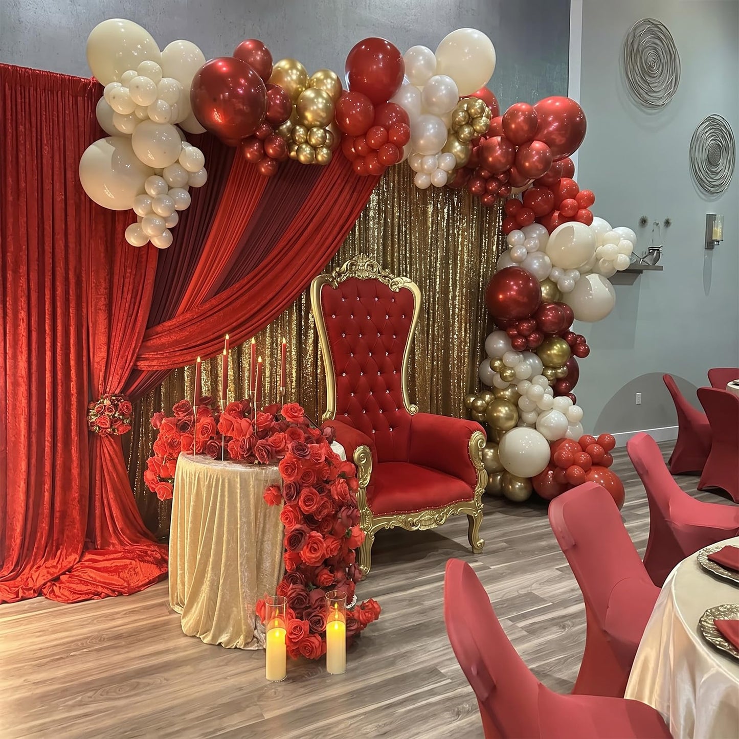 Red White Gold Balloon, 60 Pack 12 Inch Red Gold Balloon for Mother's Day Valentine's Day Women Birthday Wedding Bridal Shower Christmas Xmas Party Decorations