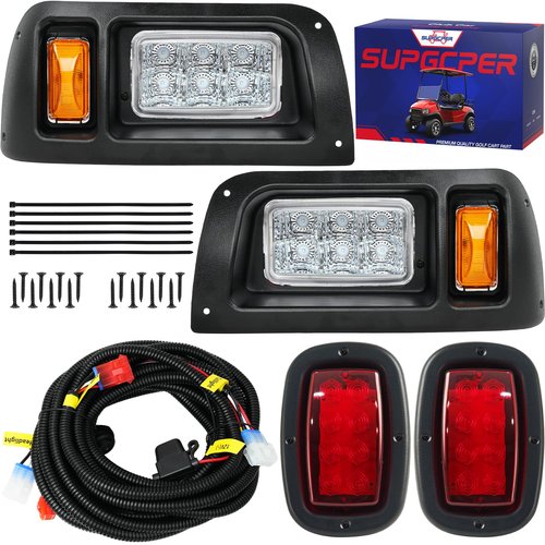 Golf Cart LED Light Kit for Club Car DS 1993-Up Gas and Electric Models, Club Car DS 12V Headlight Tail Light Kit, Factory Style Lighting Kit Assembly, Street Legal, OEM 101988002 101988001 1017035