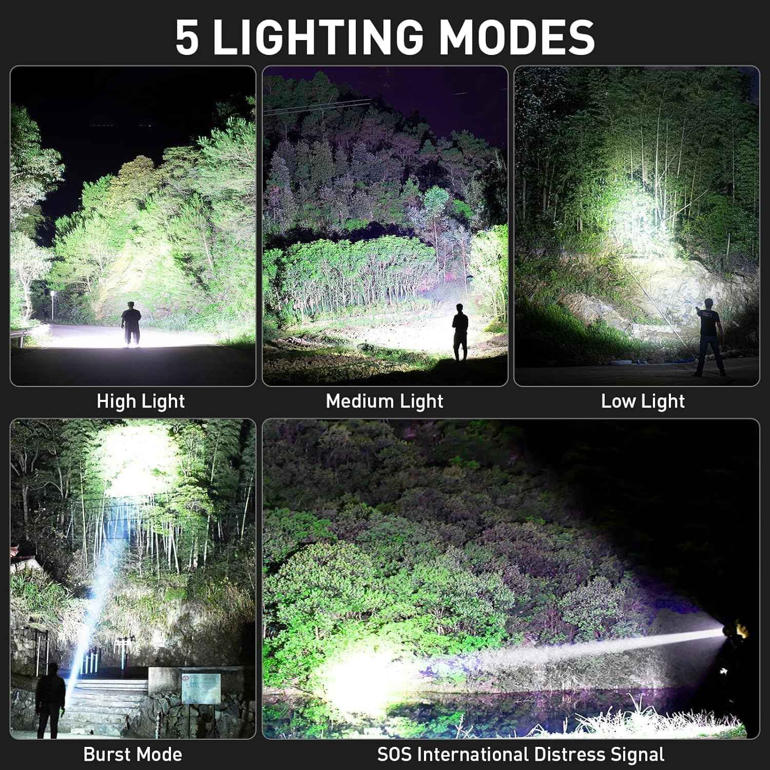 Lylting LED Flashlights High Lumens Rechargeable, 90,000 Lumens Brightest Handheld Flashlight, 5 Modes Powerful Multifunctional Flash Light Waterproof Flashlight for Home Camping