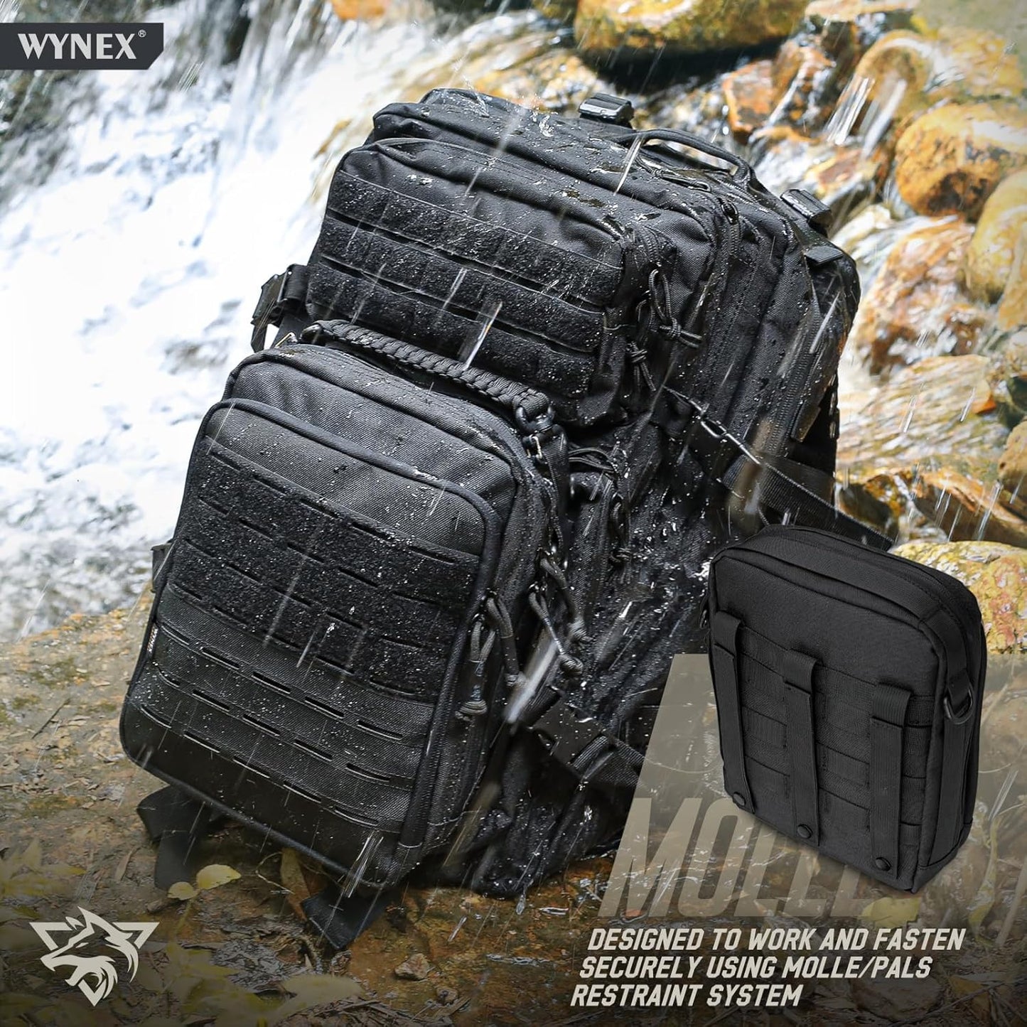 WYNEX Tactical Molle Admin Pouch - Large Capacity EDC Organizer with Double Layer Design & Elastic Webbing