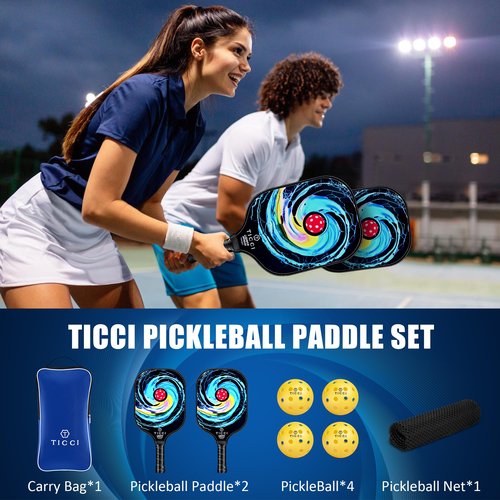 Pickleball Paddles Set of 2, USAPA Approved Fiberglass Pickleball Set with 4 Balls & Carry Bag, Lightweight Rackets for Beginners & Adults