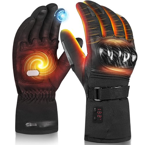 Heated Motorcycle Gloves, 2700mAH Rechargeable Heated Gloves for Men Women, Temperature Display Winter Gloves for Outdoor Skiing Cycling Fishing Hunting
