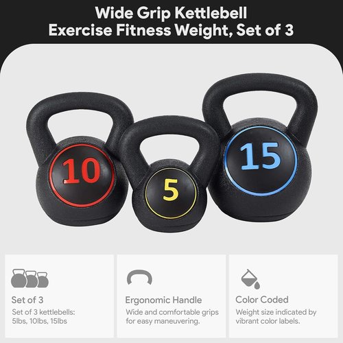 BalanceFrom Kettlebell Sets - 3 or 4 Piece Strength Training Weights | 30lbs, 45lbs, 50lbs, 75lbs Options