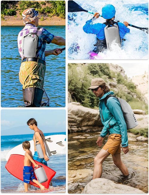 HEETA Waterproof Dry Bag - Lightweight Roll Top Storage Backpack with Emergency Whistle | 5L/10L/20L/30L/40L for Travel, Kayaking, Camping