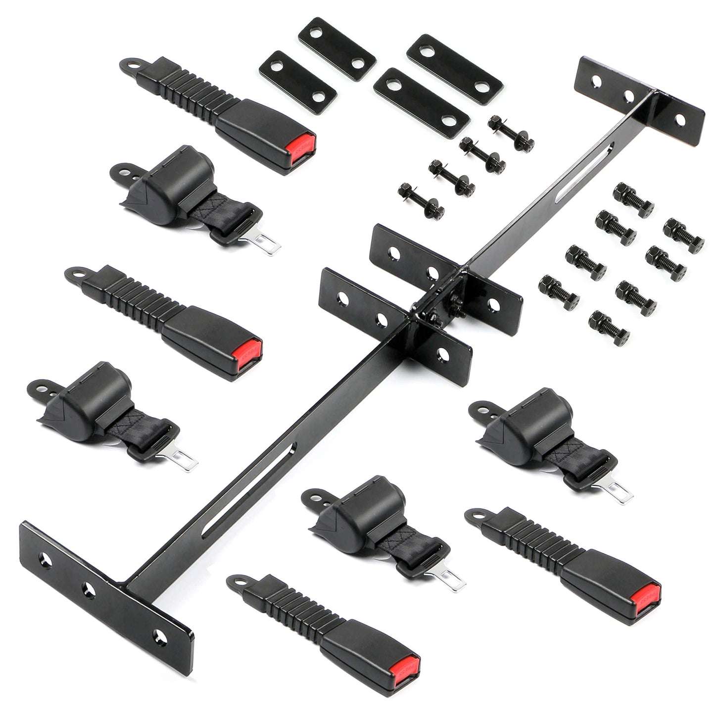 NOKINS Golf Cart 4 Sets of Retractable seat Belt Kit, with Brackets Stainless Steel Bolt, for EZGO Yamaha Club Car