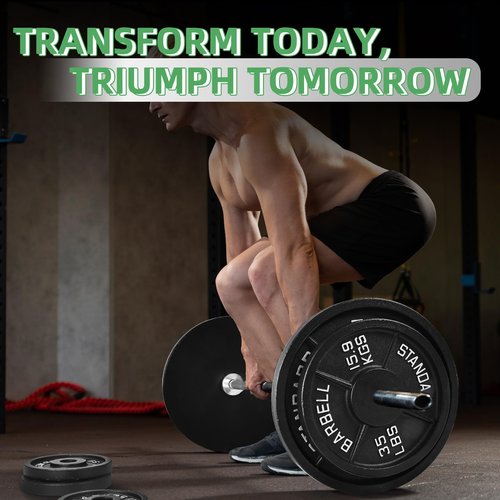 Fitvids Cast Iron Plate Weight Plate for Strength Training and Weightlifting – 1-Inch Center (Standard) – Multiple Weights Available – 10LB (Set of 4) – Standard (1-Inch Center)