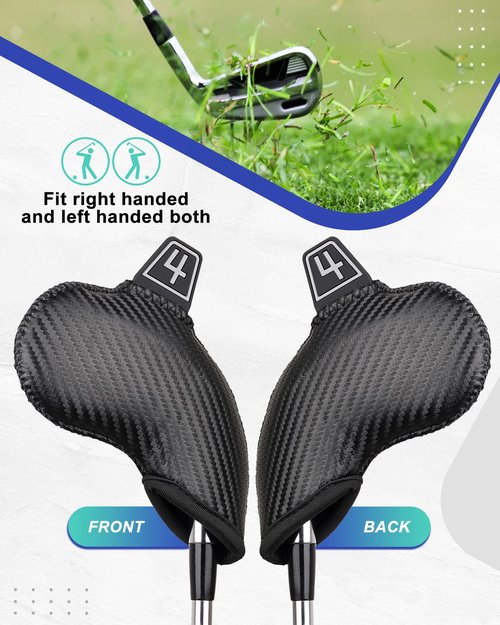 Iron Golf Head Club Set,10pcs Golf Iron Covers, Black Leather Headcover Wedge Covers for Callaway Taylormade Ping Cobra RH and LH Etc
