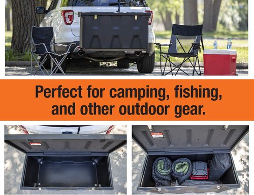 Buyers Products Poly Hitch Mounted Cargo Carrier - Waterproof Truck Bed Storage | 23x51x26, Steel Frame, Made in USA