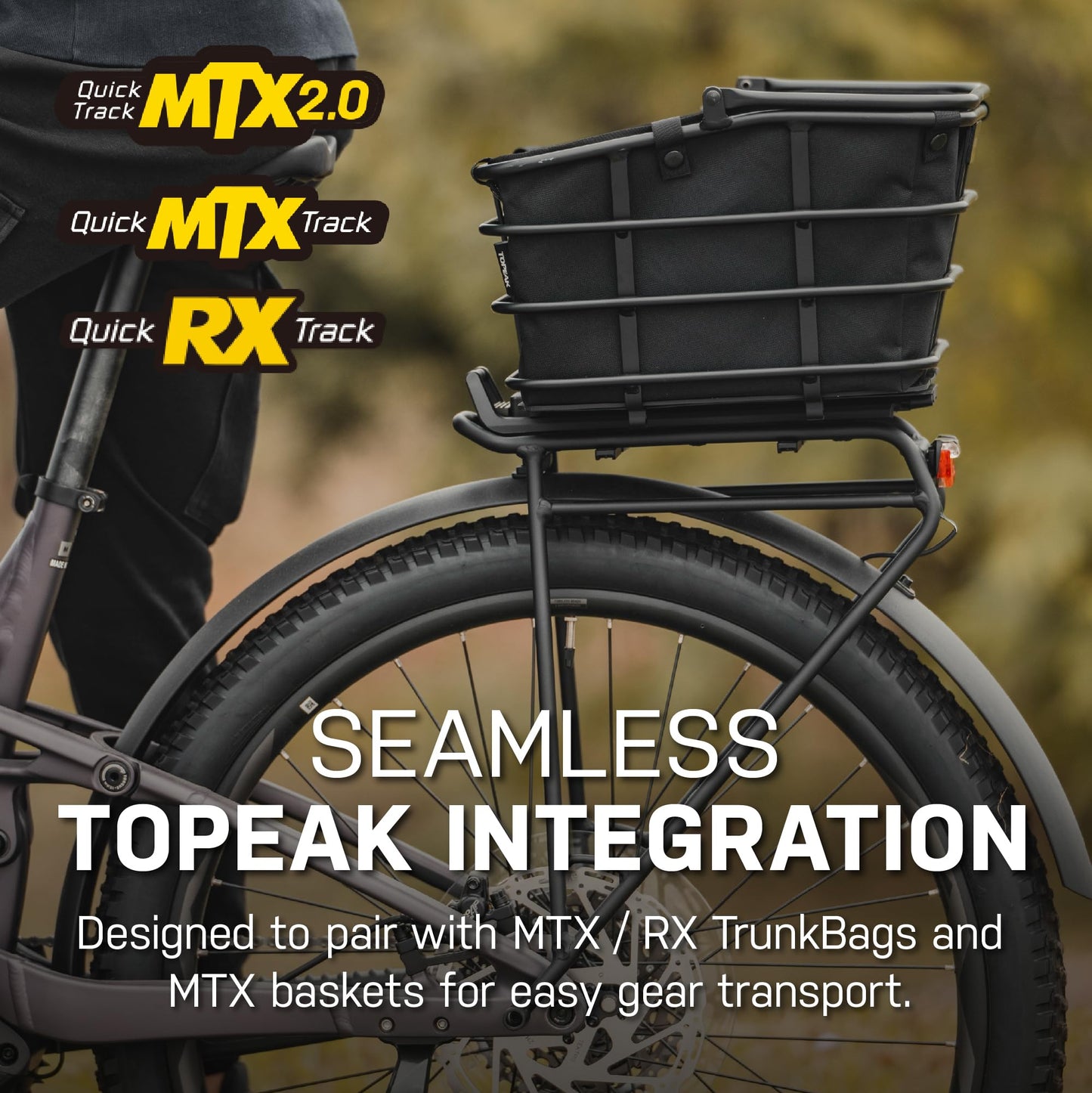 Topeak Omni QuickTrack Adapter – Large, Rear Rack Adapter for Topeak MTX/RX TrunkBags & MTX Baskets (120–160 mm Rack Width) – Lightweight Polymer Platform for Standard & Racktime Racks