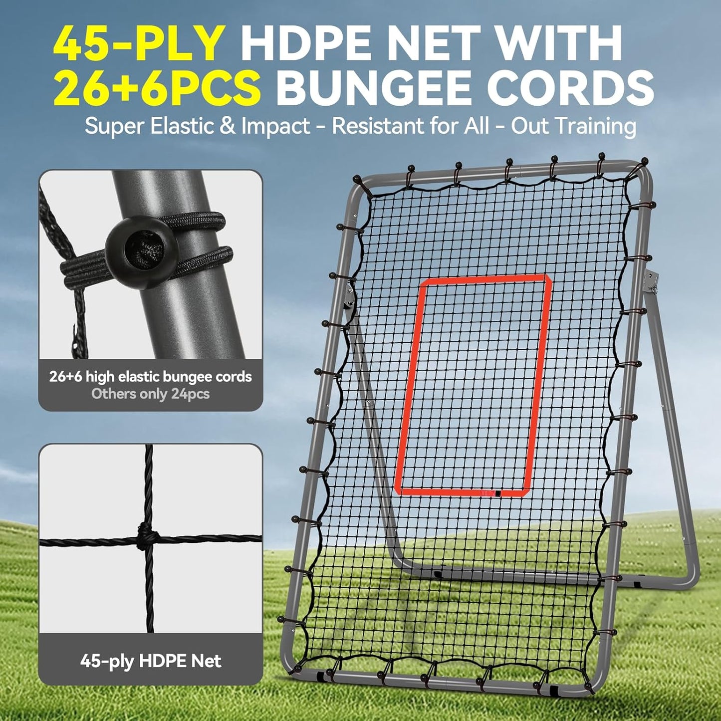 Skiennix Volleyball Rebounder Net - 6-Angle Adjustable 7x4ft High-Stability Training Equipment for Bumping & Spiking