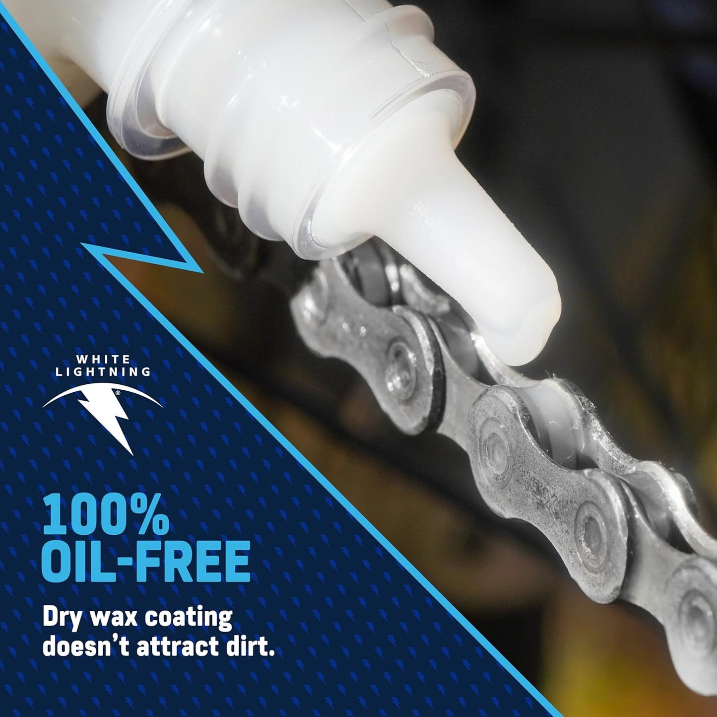 White Lightning Clean Ride Bicycle Chain Lubricant - 100% Oil-Free Self-Cleaning Formula, 4 oz