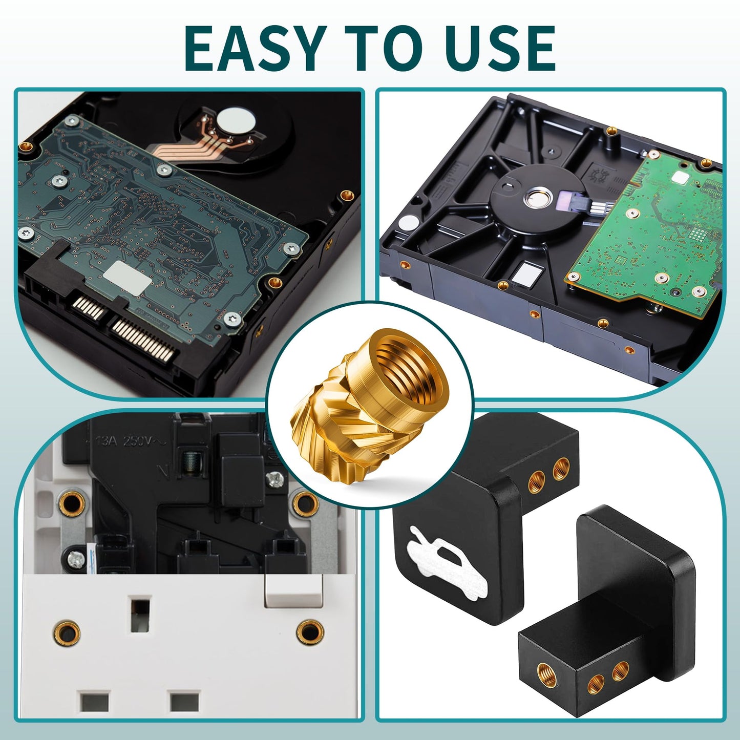 ELCJDZYO 300Pcs Threaded Inserts M2 M2.5 M3 M4 M5 M6 Brass Heat Set Insert for Plastic and 3D Printing Components