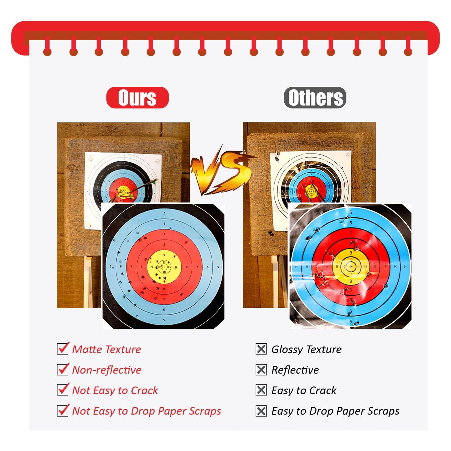 MOLFUJ Archery Targets Paper, 20pcs/50pcs Bow and Arrow Targets for Hunting Backyard, Archery Target Practice Accessories(10 Rings,16x16in)