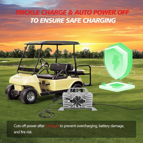Club Car Battery Charger, 15 AMP 48 Volt Golf Cart Charger with 3-Pin Round Plug, 900W Club Car Charger, 20% Faster & Safer for Lead Acid/LiFePO4 Battery, Auto Power-Off & IP67 Waterproof