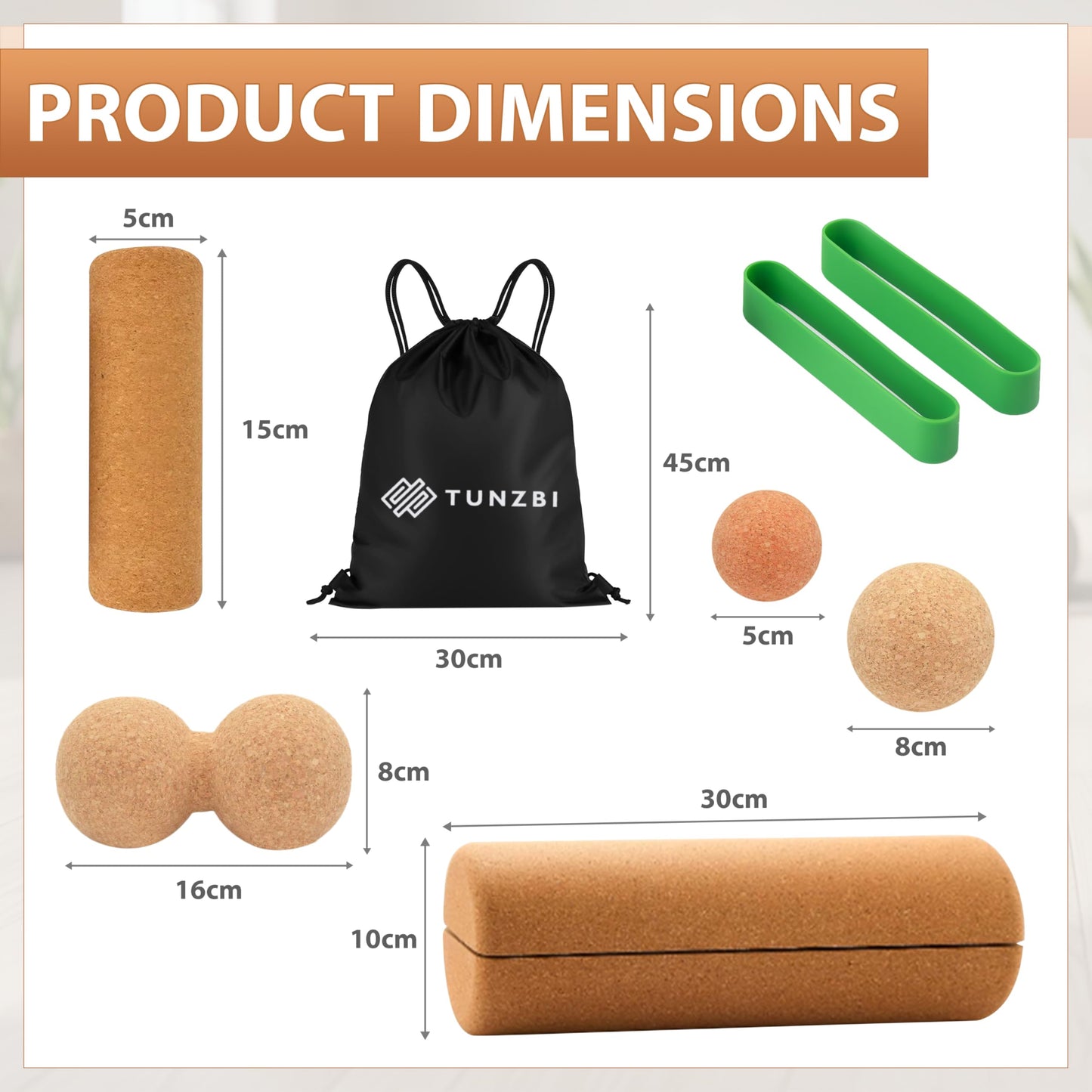 TUNZBI 2 in 1 Premium Cork Balance Board with Peanut Massage Ball, Foot Strengthener Kit for Stability Training, Natural Cork Foot Balance Trainer, Non Slip Surface for Home Gym Travel Workout, Exercise Equipment