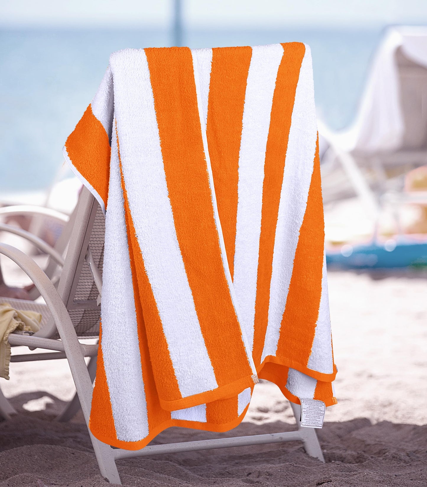 Utopia Towels Pack of 4 Cabana Beach Towels, Oversized 30 x 60 Inches Cotton Beach Towel Set, Smooth Ring Spun Texture for Pool and Swim Days, Modern Striped Design Bath Towels, Orange