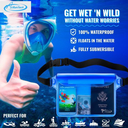 AiRunTech Clear Waterproof Fanny Pack - Essential Beach & Cruise Accessory | Fits Phone, Passport & Wallet