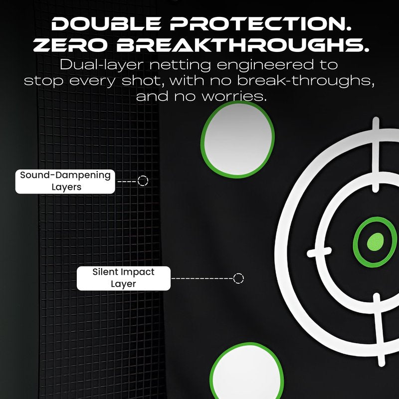 Premium Golf Hitting Net 10x10x10FT (Net Only) - Golf Practice Net with Targets, Protection & Strike Net, Mat & Tee, Carry Bag (No Metal Frame) Golf Nets for Backyard, Indoor, Outdoor, Garage
